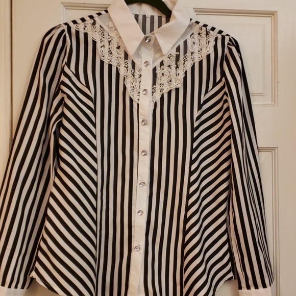 & Other Stories Tops - Ladies Long Sleeve Black & White Blouse SZ 3XL